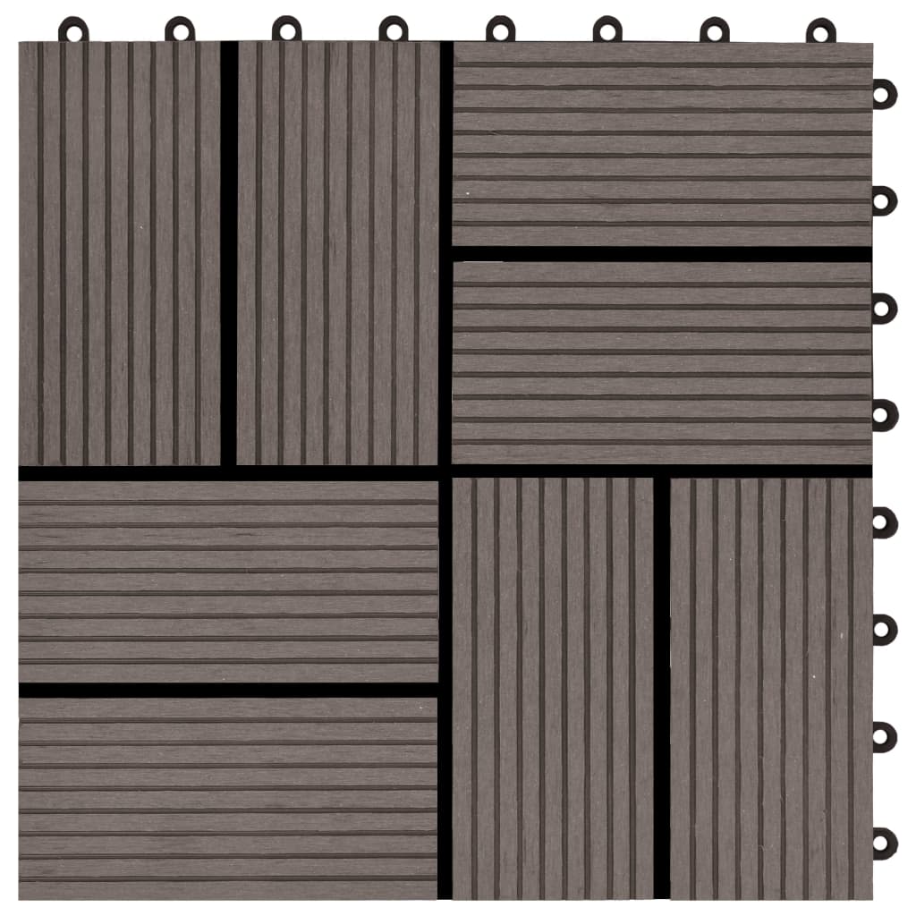 11 бр декинг плочки, WPC, 30x30 см, 1 кв.м., тъмнокафяви