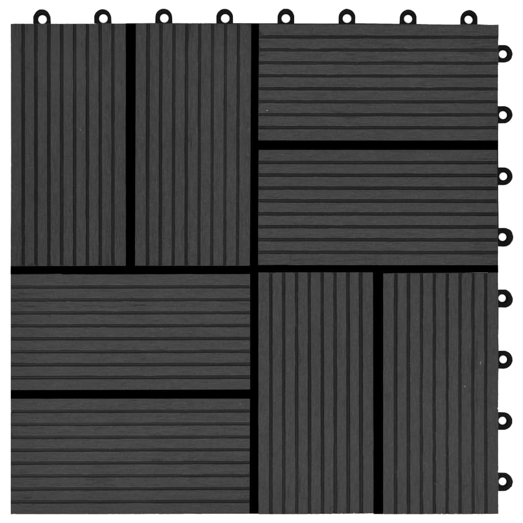 22 бр декинг плочки, 30x30 см, 2 кв.м., WPC, черни