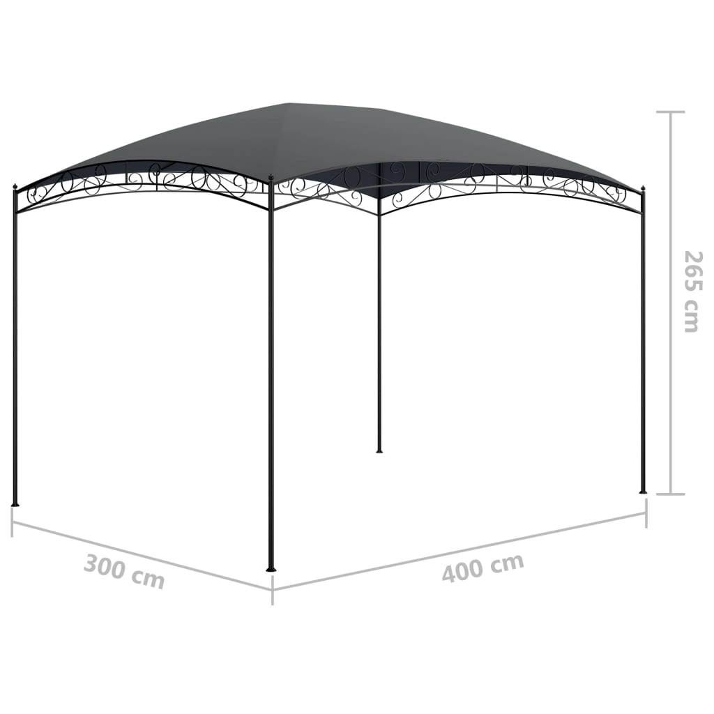 Беседка, 3x4x2,65 м, антрацит, 180 г/м²