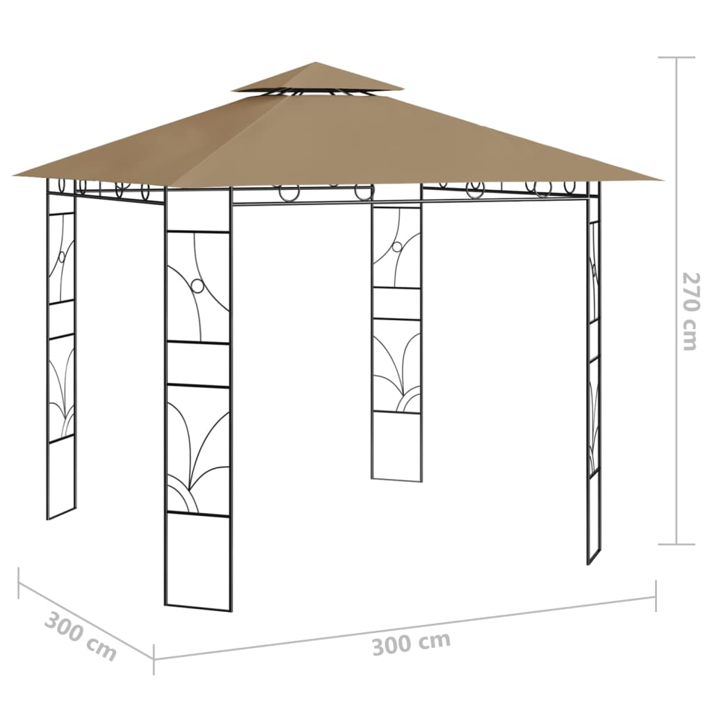 Беседка, 3x3x2,7 м, таупе, 160 г/м²