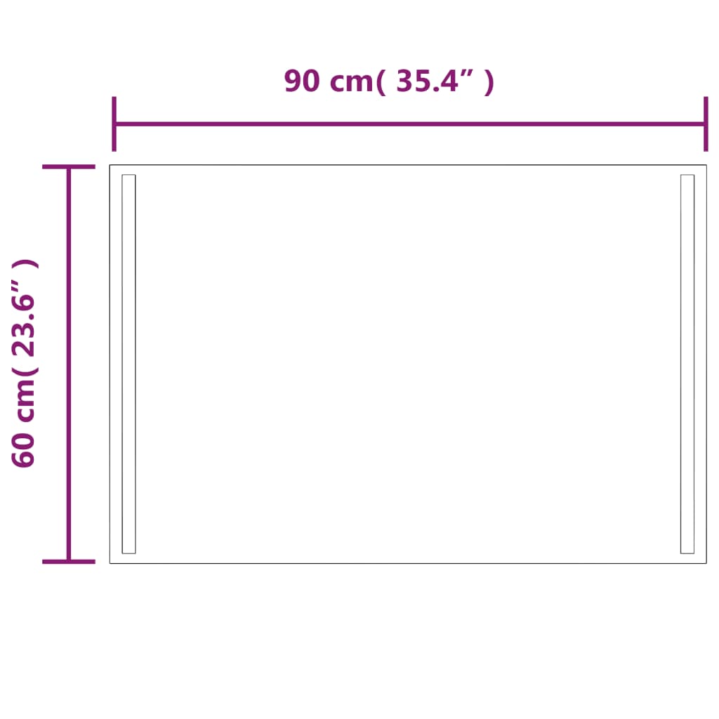 LED огледало за баня, 90x60 см