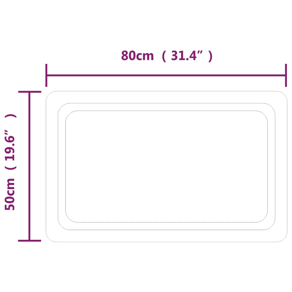 LED огледало за баня, 80x50 см