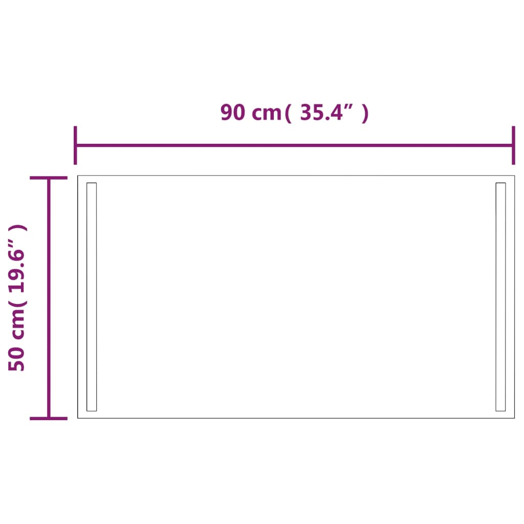 LED огледало за баня, 50x90 см