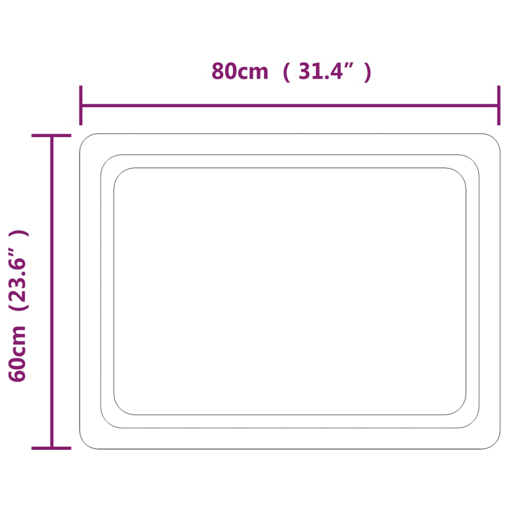 LED огледало за баня, 60x80 см