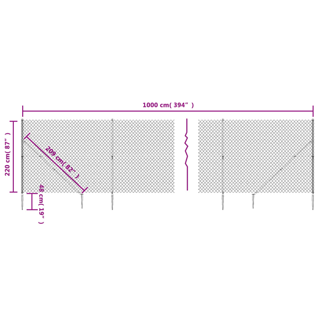 Плетена оградна мрежа с шипове, антрацит, 2,2x10 м