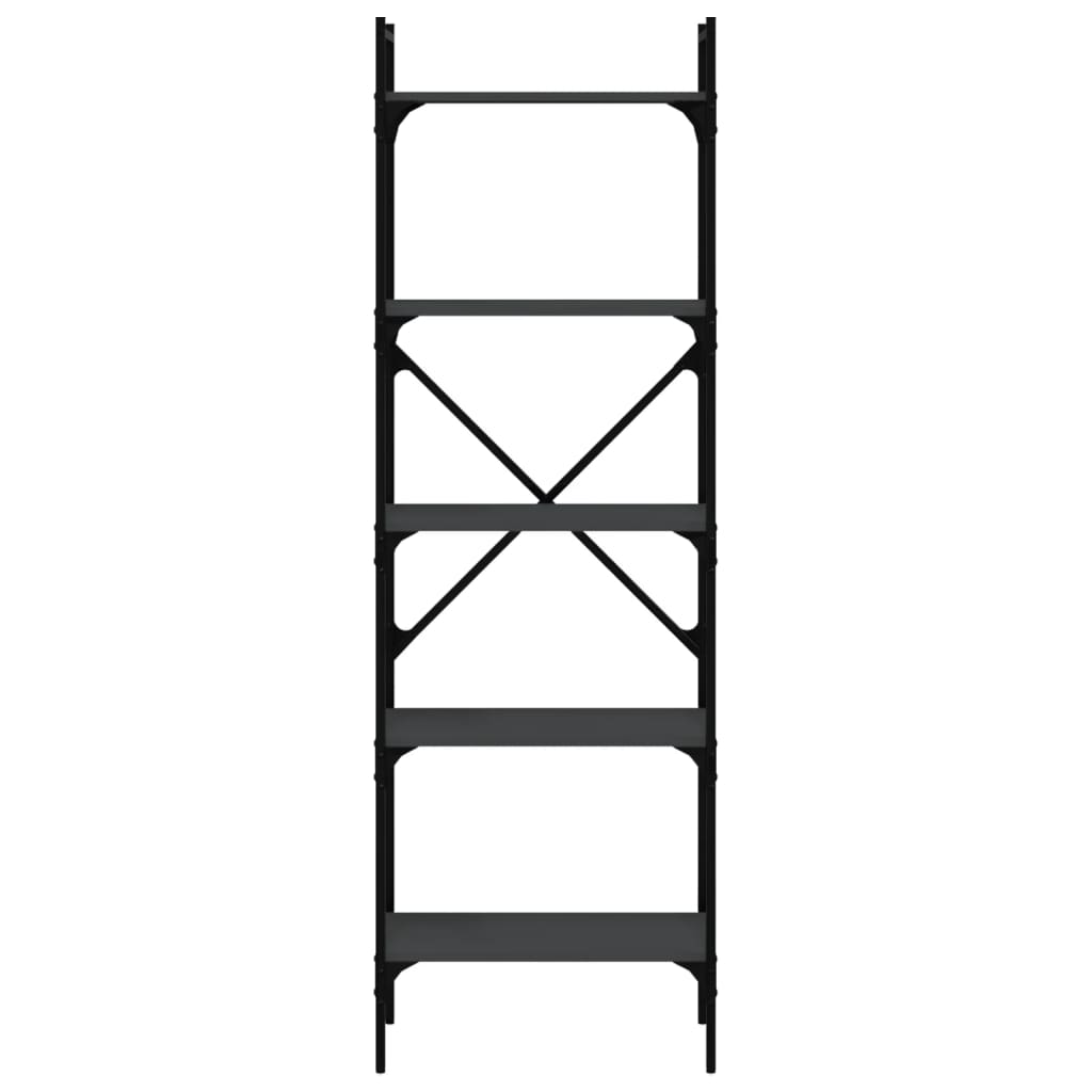 Библиотека 5 рафта черна 56x31,5x174 см инженерно дърво